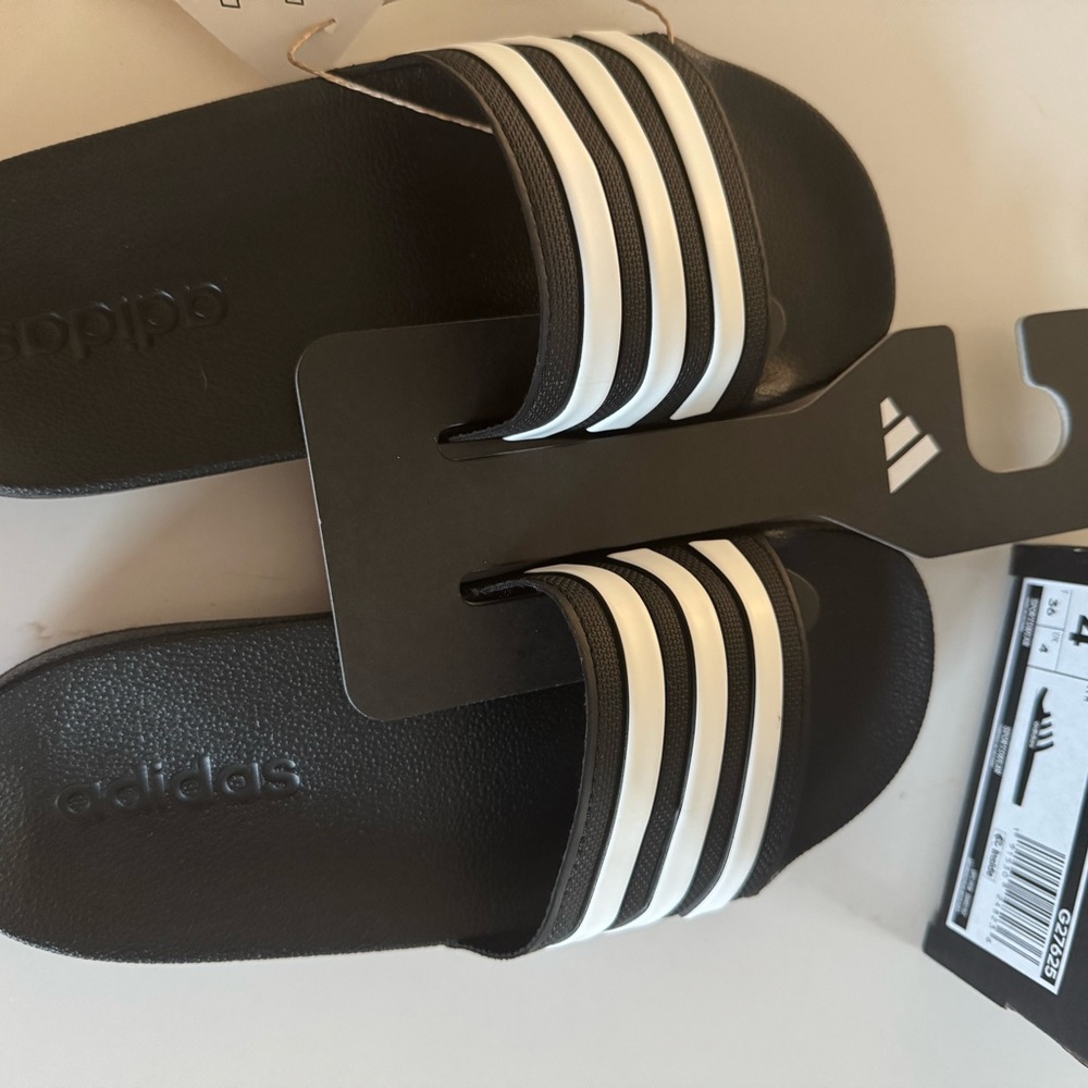 Adidas Black and White Slide Sandals